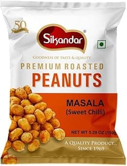 SIKANDAR Premium Roasted Peanuts 150g (Pack of 4) (600g, Masala (Sweet Chilli))