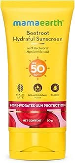 Beetroot Hydraful Sunscreen with Beetroot Extract, Hyaluronic Acid & Aloe Vera SPF 50 & PA++++ Sunscreen for Face, Hydrating, Lightweight Texture & Broad Spectrum UV Protection Sun Care, 50g