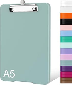 Piasoenc Small Clipboard with Storage, A5 Organization Box with Pen Holder, Plastic Clipboard with Low Profile Clip for Nurses, Teachers, Teal