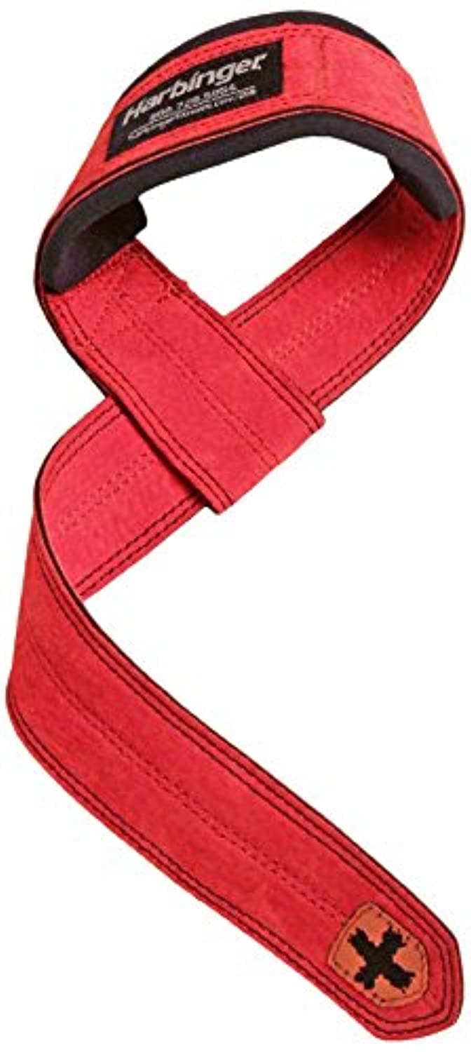 Padded Leather Lifting Straps, Red
