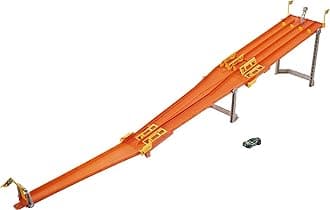 Hot Wheels Toy Car Track Set, 4-Lane Elimination Race with Fair-Start Launcher & 1 Toy Car in 1:64 Scale