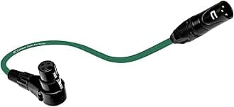 Balanced XLR Cable Male to Right Angle Female - 3 Feet Green - Pro 3-Pin Microphone Connector for Powered Speakers, Audio Interface or Mixer for Live Performance & Recording