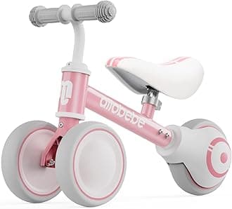 allobebe Baby Balance Bike, Cute Toddler Bikes 12-36 Months Gifts for 1 Year Old Girl Bike to Train Baby from Standing to Running with Adjustable Seat Silent & Soft 3 Wheels