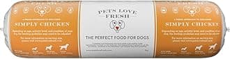 Healthy & Tasty Fresh Dog Food by Pets Love Fresh - 100% Natural - Real British Meat - Zero Preservatives - Simply Chicken (15 x 1kg chub rolls)