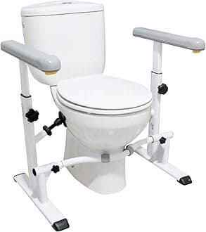Toilet Safety Rails for Seniors, Heavy Duty Frame with Handles, Adjustable Height and Width, Handicap Grab Bars