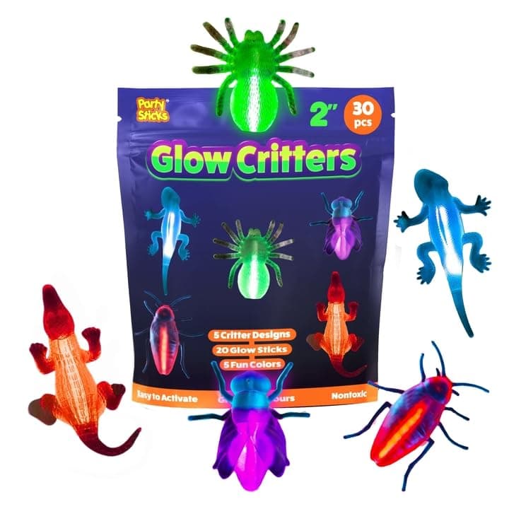 Glow Critters Easter Egg FIller & Basket Stuffer - Glow Sticks Party Favors - Glow in The Dark Party Supplies - 30 Count