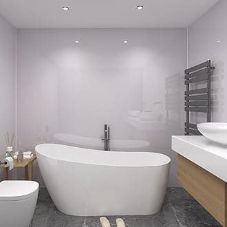 NRG Gloss White Large Waterproof PVC Shower Panel Cladding for Bathroom Kitchen Wall Ceilings 1m Wide (10 PCS)