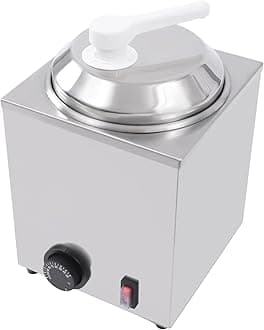 Hot Fudge Warmer with Pump, 2.4 Qt Hot Fudge Dispenser, 650 W Cheese Warmer Dispenser, Stainless Steel Single Hot Cheese Dispenserfor Hot Fudge Cheese Caramel