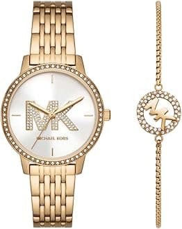 MK1051SET Ladies Melissa Watch and Bracelet Gift Set, White, MK1051SET-AMZUK