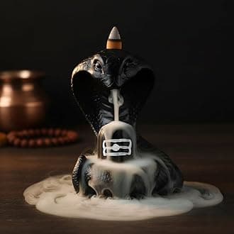Naag/Snake with Shivling Smoke Backflow Burner|Incense Holder Decorative Showpiece with 30 Free Smoke Fountain Backflow Scented Cone