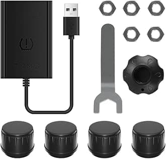 DUDUAUTO USB Android Tire Pressure Monitoring TPMS Receiver Car Vehicle USB Tire Pressure Monitoring DC 5V External Sensors Monitor Alarm Android Car Navigation Display with 4 External Sensors