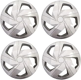 Car Wheel Cover Wheel Cap with Rings Magnite Design Sporty Looks Silver Color Universal Model Car Wheel Size 14 Inch Press Fitting Rims Set of 4 Pieces