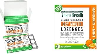 Chewing Gum with ZINC Citrus Mint 10 Count Pack of 6 & Dry Mouth Lozenges Mandarin Mint 24 Count