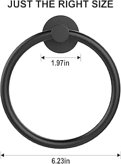 SetSail Towel Holder for Bathroom Wall Matte Black Towel Ring Stainless Steel Hand Towel Holder Heavy Duty Towel Hanger for Bathroom, 3 Packs