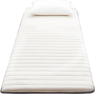 Floor Mattress Single Thickened 5cm, Soft Futon Mattress Tatami Mat Portable Roll Up Mattress Folding Sleeping Bed Pad for Home Camping Couch (Cream Color,80x190cm)