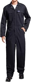 HISEA Men's Long Sleeve Coverall, Stain & Wrinkle Resistant Mens Work Coverall with Multi Pockets