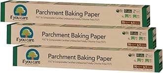 If You Care Parchment Baking Paper 70 Sq Ft Roll, Unbleached, Chlorine Free, Greaseproof, Silicone Coated, Standard Size, Fits 13 Inch Pans (Pack of 3-210 FT Total)