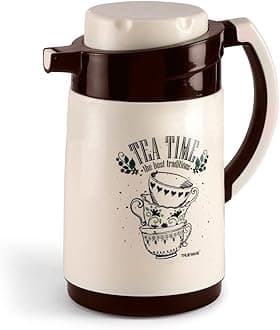 Trueware Ruff Tuff 1200 Insulated Flask - 1000 Ml | Insulated Tea Pot Kettle Thermos Water Jug | Hot & Cold | Leak-Proof Lid | Thermoware | Food Grade Plastic | Lightweight BPA-Free | Wide Mouth Design | Ideal for Office, Travel | Brown