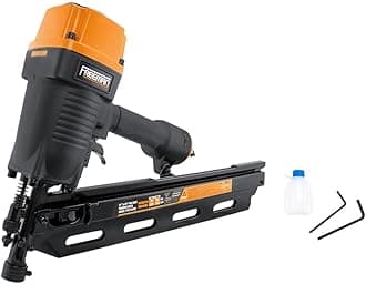 Freeman Pneumatic 21 Degree Framing Nailer with Nails | 2" – 3-1/2” Full Round Head Nails | Anti-Dry-Fire, Dual Trigger, Depth Adjust, and Comfort Grip | PFR2190NQ