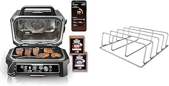 Ninja OG951 Woodfire Pro Connect Premium XL Outdoor Grill & Smoker & XSKRACKXL Woodfire Rib Rack, Compatible with OG800 and OG900 Series