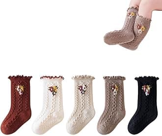 Baby Toddler Girls Ruffle Socks Newborn Infant Girl's Knee High Solid Cotton Long Socks