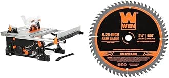TT0811 11-Amp 8.25-Inch Compact Benchtop Jobsite Table Saw, Black & BL0860 8.25-Inch 60-Tooth Fine-Finish Carbide-Tipped Circular Saw Blade