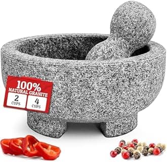 Priority Chef Prioritychef Granite Mortar&Pestle Set - 6.1 Inch Natural Stone Molcajete Mexicano For Spices,Seasonings,Pastes - Pestle&Mortar Bowl For Fresh Guacamole,Salsa,Pesto,Small,Grey