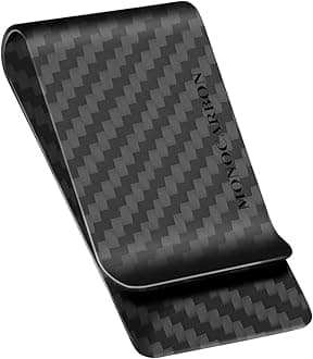 MONOCARBON Carbon-Fiber-Money-Clip-for-Men, Minimalist-Money-Holder for Cash, Strong Elastic Carbon-Fiber-Wallet, Slim and Durable, Matte, M, Minimalist