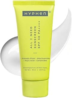 Hyphen All I Need Sunscreen SPF 50 PA ++++ | Lightweight Sun Cream That Moisturizes & Leaves No White Cast | UVA & UVB Sun Protection & Blue Light Protection | Sunscreen SPF 50 for Women and Men | Ri