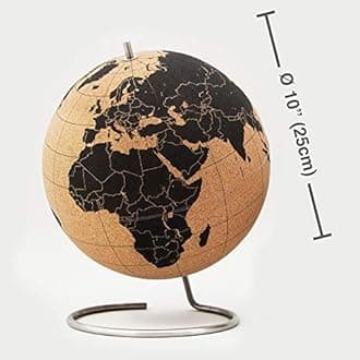Suck UK Cork Globe | World Map Globe | Interactive Map | Push Pins Included | Desk Accessories | Office Decor | Educational Geography Gifts | Stainless Steel Stand | Desktop Display | Large - 30cm
