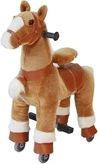Ride On Horse Natural Mechanical Kids Real Walking Horse Small Unicorn Horse Toddlers Plush Pony Riding Horse for Age 3-6 (Brown, 3-6Years)