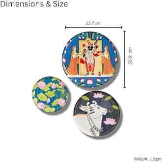 RITUALISTIC Pichwai Wall Plates & Paintings | Perfect Home Decor and Wall Decor Items for Your Hall and Living Room | Set of 3 | Gift items