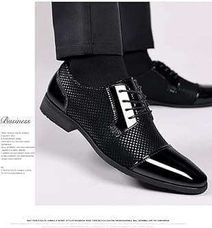 BULMEGIAY Men's Dress Shoes Casual Oxford Lace-up Shoes Business Formal Shoes Cap Toe Fashion Shoes