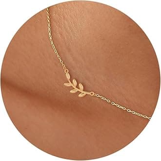 Dainty Gold Necklace - Sideways Leaf Necklace 14K Gold Plated Necklace Oliver Branch Necklace Gold Necklaces for Women Gold Jewelry