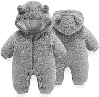 UVIPC Baby Newborn Bear Outfit Fleece Snowsuit Winter Clothes Hooded Jumpsuit Romper for Baby boy girl
