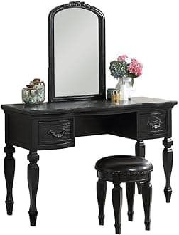 Bobkona Metro Vanity with Stool, Black