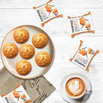 Diablo Sugar Free Vanilla Muffin Cupcake - Sweetened with Maltitol, Halal & Kosher Approved, Sugar Free Snacks - Perfect for Gifting, Birthdays, Special Occasions - 45g Each, Pack of 6