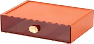 Spacious Desk Drawers, Stackable Desktop Organizer, Plastic Storage Box for Office, School & Home Supplies (1 Large Drawer, Orange)