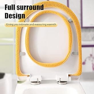 Legigo 5 Pack Thicker Bathroom Toilet Seat Cover Pads- Soft Warmer Toilet Seat Cushion Cover Stretchable Washable Fiber Cloth, Easy Installation Comfortable Toilet Lid Seat Cover(Knitted Style)