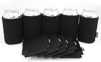 PartyPrints 25 Can Sleeves - Bulk Blank Can Coolers - Black Beer Sleeves for Cans and Bottles - Blank Drink Coolers - DIY Party Gift