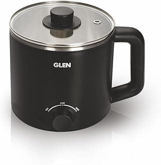 Glen Multicooker Electric Kettle Multipurpose 1.5 Litre, 600W, Cook & Boil, Egg Boiler, Auto Shut-off, 2 Heat Settings - Silver & Black (9016 EX)
