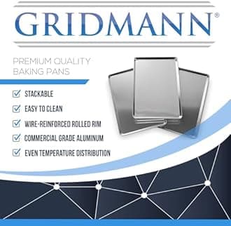 GRIDMANN 18" x 26" Commercial Grade Perforated Aluminum Baking Sheet Pan, Full Size Baking Tray - 12 Pans