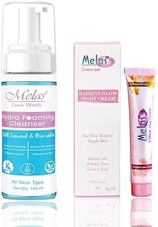 Melas Moisture Lock Combo of Hydra Foaming Face Wash, Night & Day Cream with goodness of Seaweed & Rice Water | Glowing & Brightening Skin Pack for Men & Women for Moisturizing (Pack of 3)