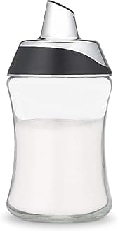 J&M Design Sugar Dispenser For Coffee & Container with Pouring Spout and Lid for Easy Pour - 7.5oz Glass Jar - Dishwasher Safe