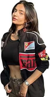 EXOTIXRacing Icon Black F1 Vintage Printed Jacket – Premium Streetwear & Motorsport Fashion women