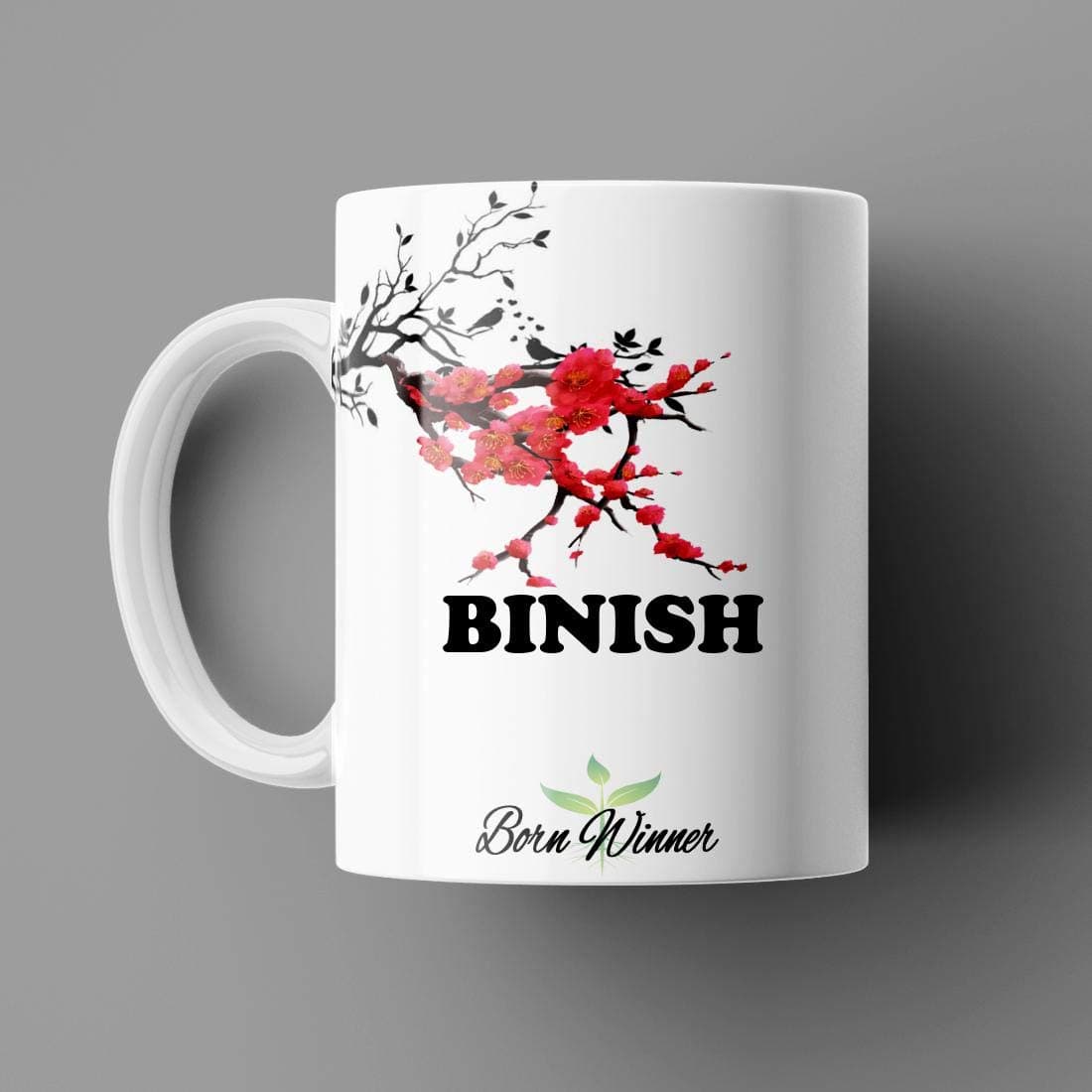 GenericName Printed Binish Name Mug for Coffee White Ceramic Mug (350) ml