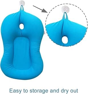 KAKIBLIN Baby Bath Mat, Baby Bath Cushion Soft Anti-Slip Bath Pad 0-6 Month Infant Bath Pillow, Blue