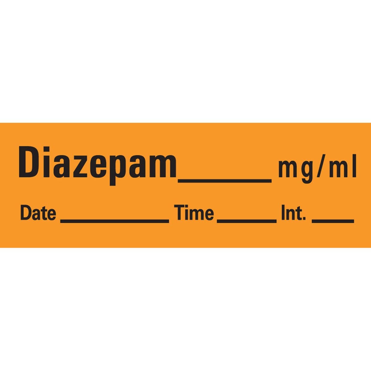 PDC an-3 Anesthesia Removable Tape with Date, Time & Initial, Diazepam Mg/Ml, 1/2" Width, 500" Length, 333 Imprints, Orange