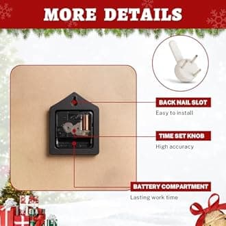 ArtSocket Christmas Wall Clock Silent Non-Ticking, Christmas Tree Space Ball Eve Snowflake Square Wall Clocks Decor for Home Kitchen Living Room Office, Battery Operated(12 Inch)
