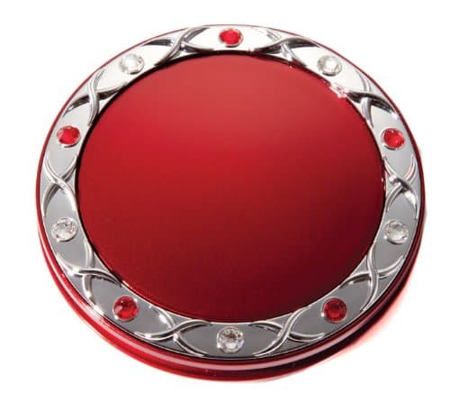 5X and Normal View Swarovski Rhinestone Compact Mirror Ruby, M799, 2.4 Ounce